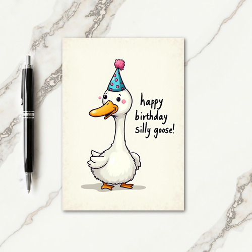 Goose Party Hat Birthday Card