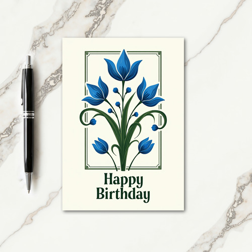 Graceful Blue Birthday Card