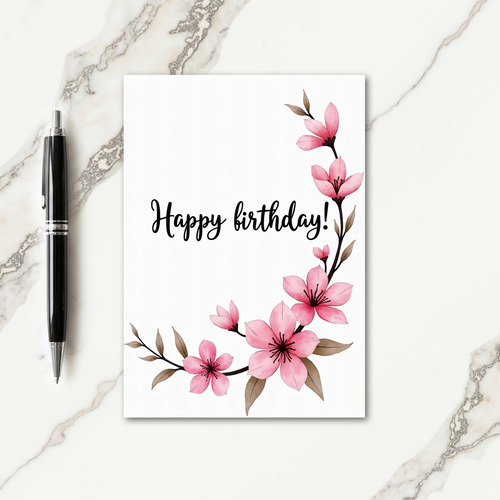 Graceful Pink Birthday Card