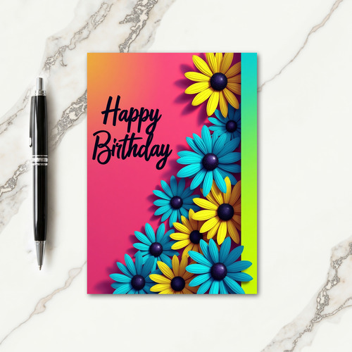 Gradient Floral Birthday Card
