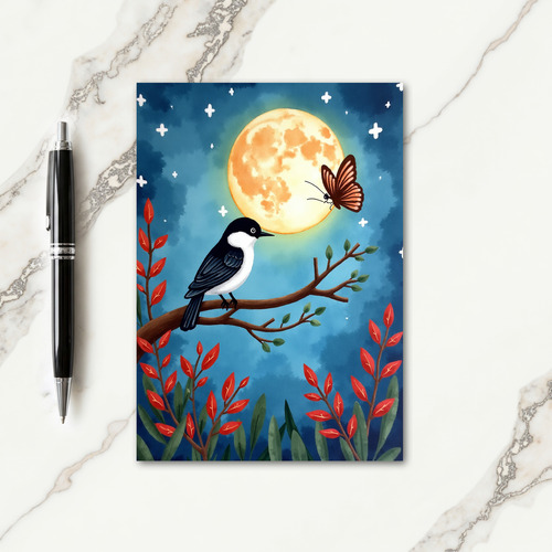 Gradient Moon Bird Pattern Card