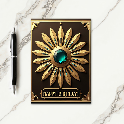 Grand Golden Sunburst Birthday Card