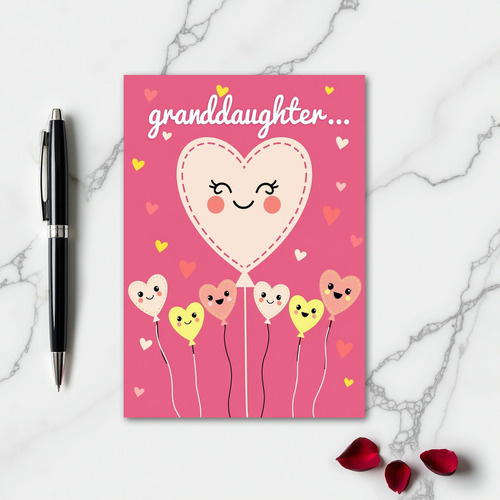 Granddaughter Happy Heart Balloon Card