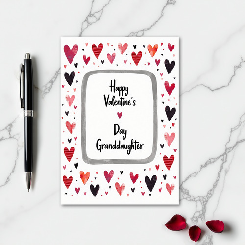 Granddaughter Hearts Valentines Day Card