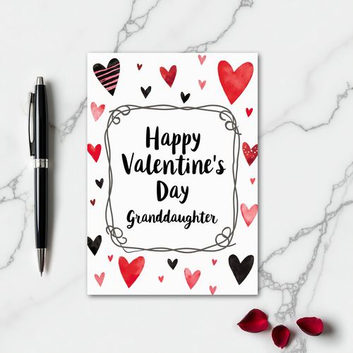 Granddaughter Valentines Watercolor Card