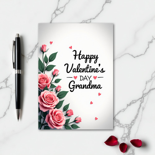 Grandma Pink Rose Valentine Card