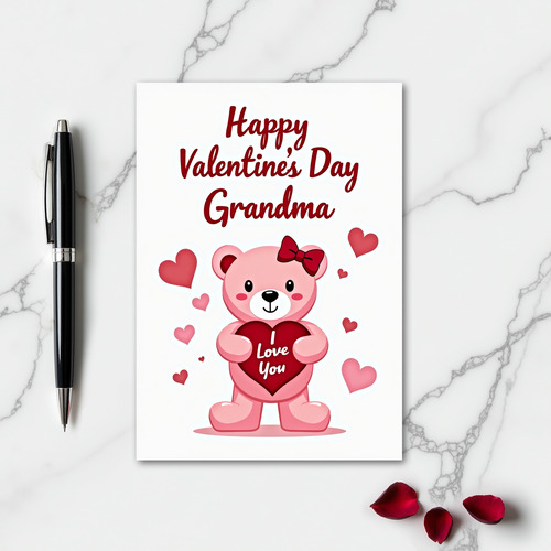 Grandma Valentine Bear Hearts Card