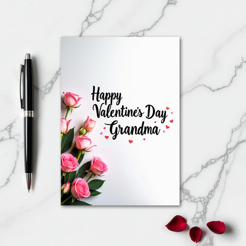 Grandma Valentine Rose Heart Card