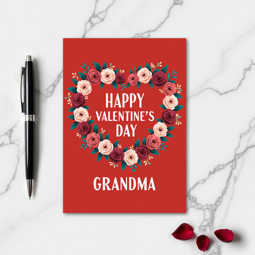 Grandma Valentines Day Floral Card