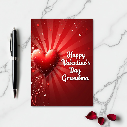 Grandma Valentines Starburst Heart Card
