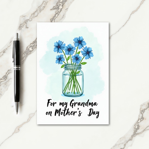 Grandmas Blue Blossom Mothers Day Card