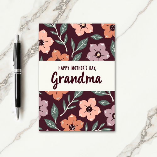 Grandmas Peach Floral Day Card