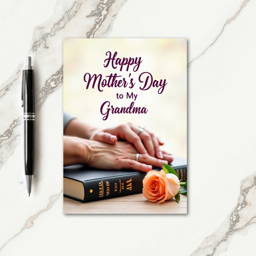 Grandmas Peach Rose Card