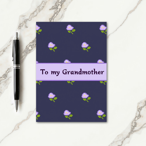 Grandmother Floral Pixel Art Card