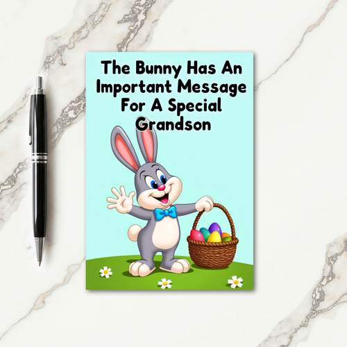 Grandson Bunny Message Card