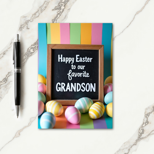 Grandson Easter Chalkboard Look Card