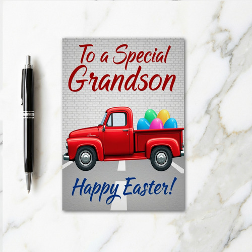 Grandson Easter Pickup Truck Card