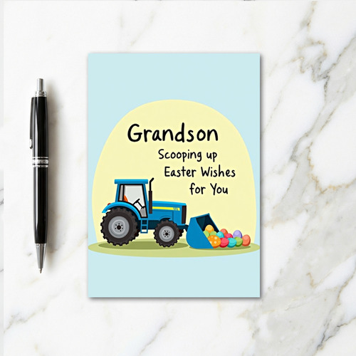 Grandson Easter Wishes Tractor Card