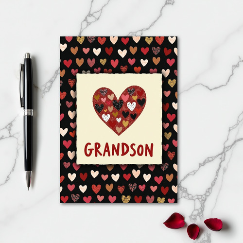 Grandson Hearts Pattern Card
