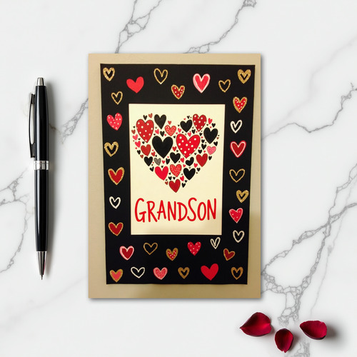 Grandson Love Hearts Card