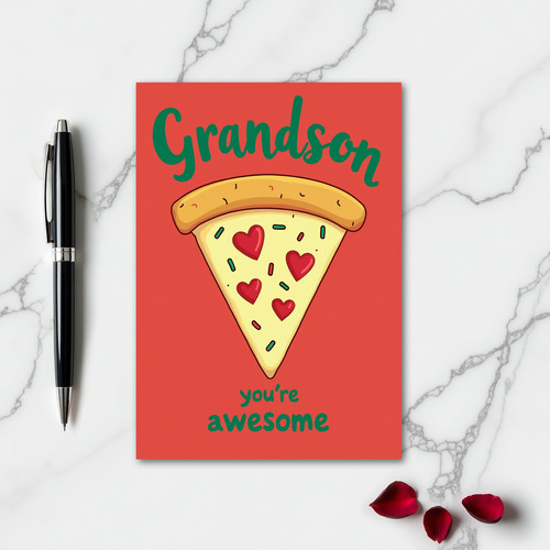 Grandson Pizza Awesome Card
