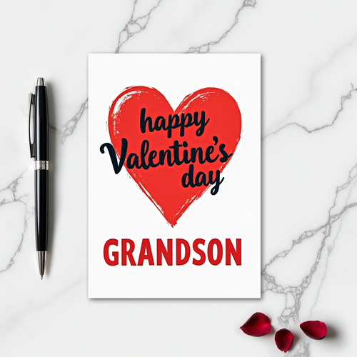 Grandson Valentines Day Heart Card
