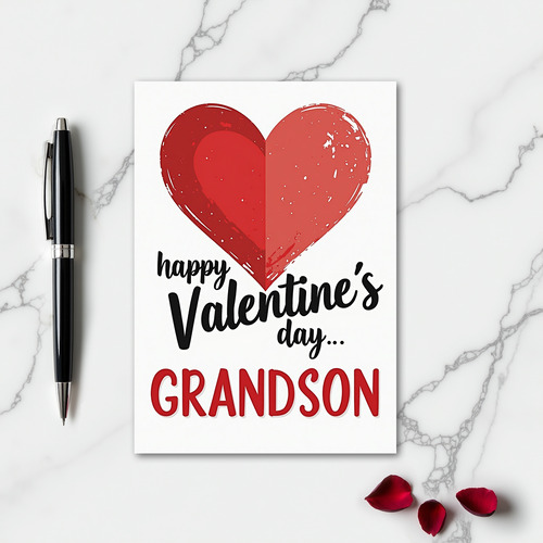 Grandson Valentines Speckled Heart Card