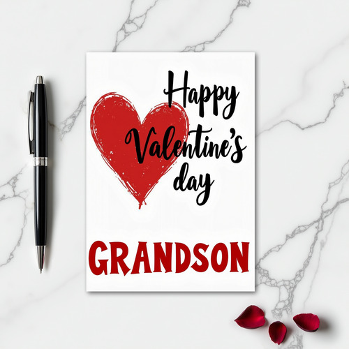 Grandson Valentines Textured Heart Card