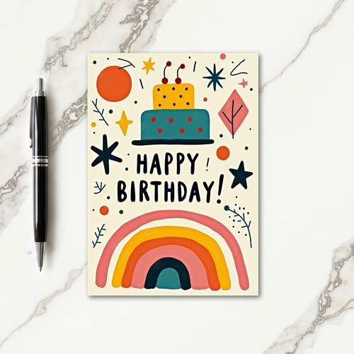 Graphic Birthday Cake Card