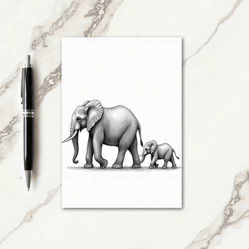 Graphite Elephant Family Card