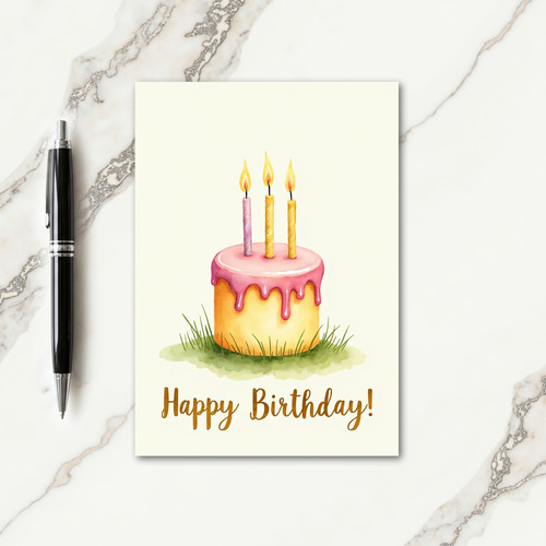 Grassy Cake Birthday Card