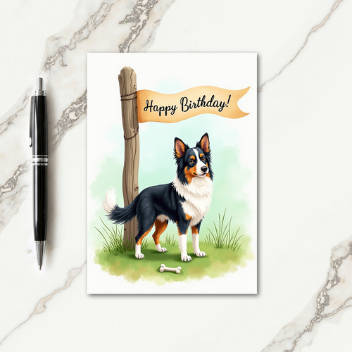 Grassy Dog Birthday Card