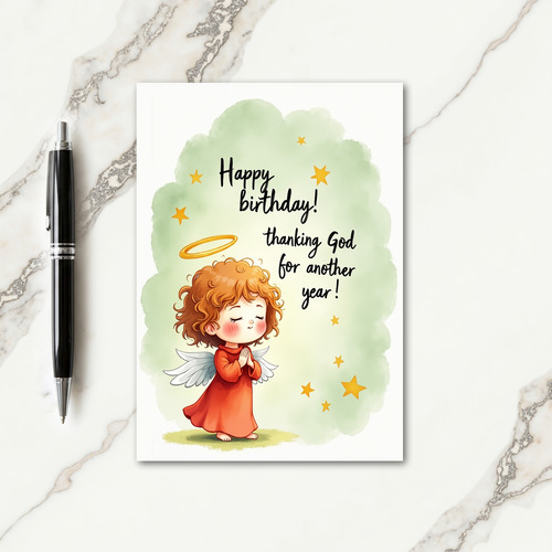 Grateful Angel Birthday Card