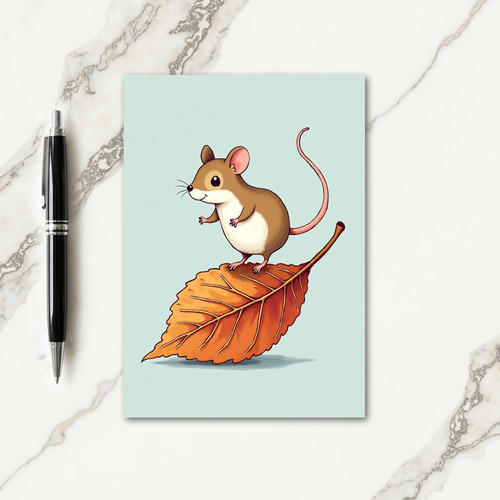 Grateful Mouse On Leaf Card thumbnail