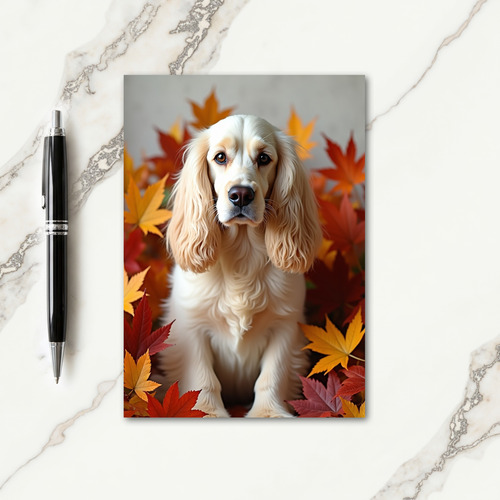 Grateful Pup In Autumn Leaves Card