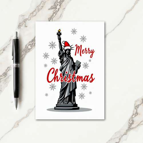 Grayscale Liberty Christmas Card