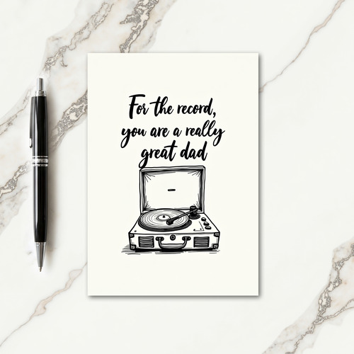 Great Dad Record Player Card