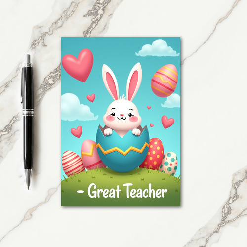 Great Teacher Rabbit Spring Card