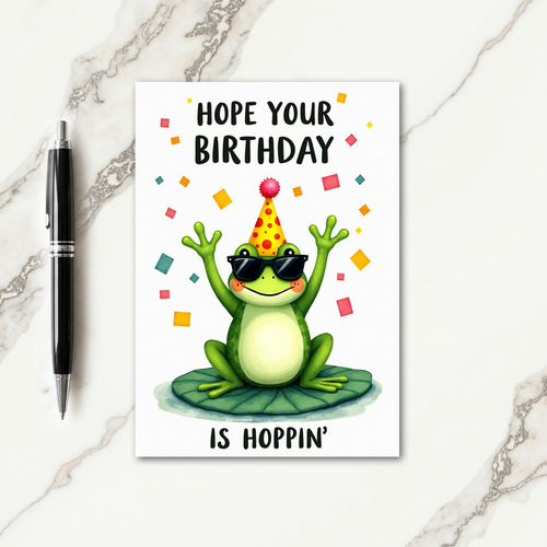 Green Amphibian Birthday Card