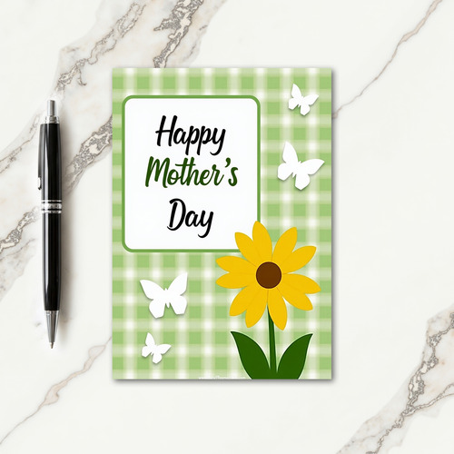 Green And White Happy Mothers Card