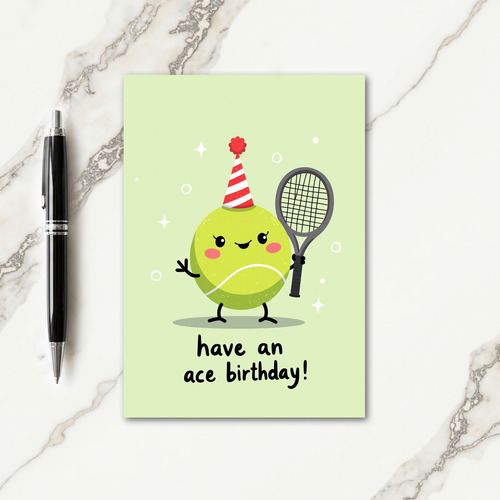 Green Ball Party Hat Birthday Card