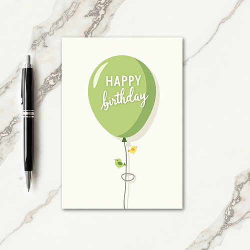 Green Balloon Birthday Card