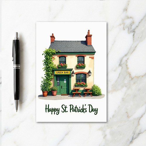 Green Bar Irish Pub Scene Card