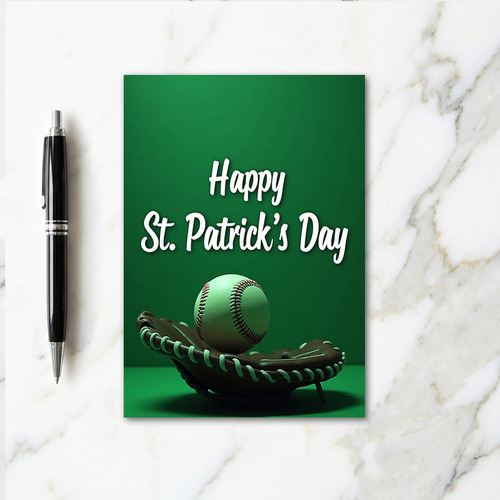 Green Baseball Mitt Holiday Card