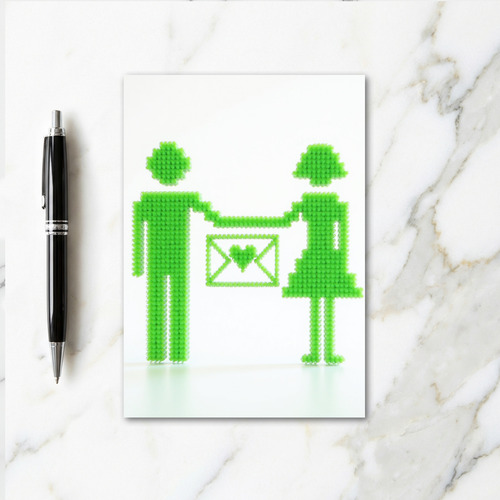 Green Bead Heart Envelope Card