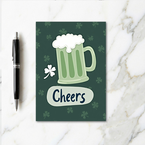 Green Beer Cheers Faux Gold Foil Card