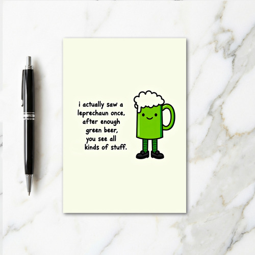 Green Beer Leprechaun Card