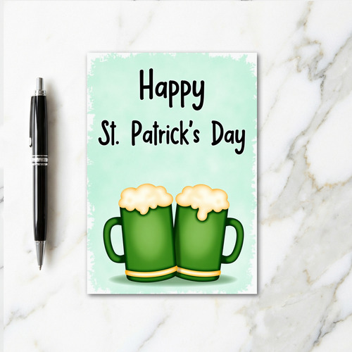 Green Beer Mugs Holiday Card