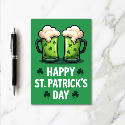 Green Beer Shamrock Pattern Card