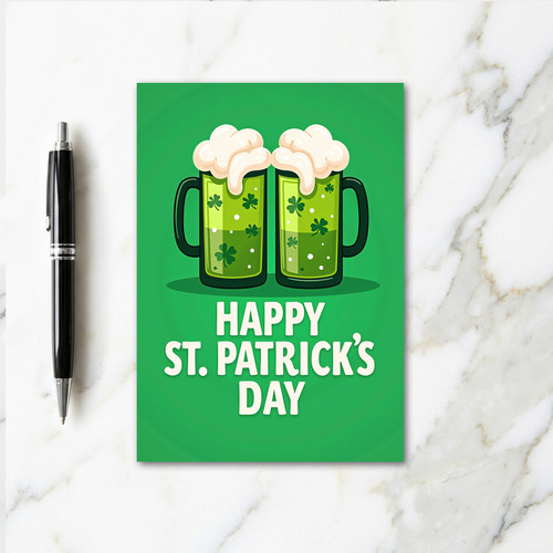 Green Beer Shamrocks Happy Card